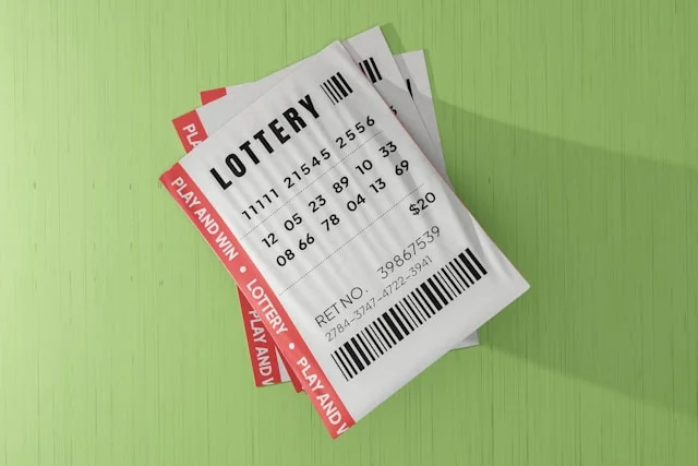 Lottery ticket and tax documents illustrating federal withholding on lottery winnings